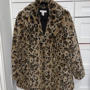 Hm faux fur leopard coat